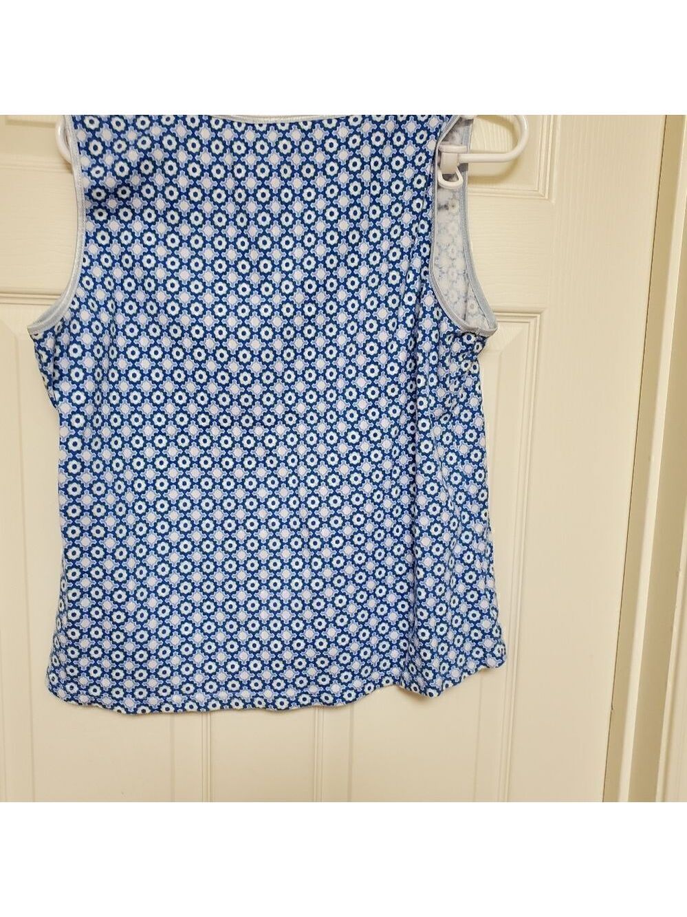 Rebecca Malone Blue Floral Cotton Tank Top Size Large - Picture 3 of 6